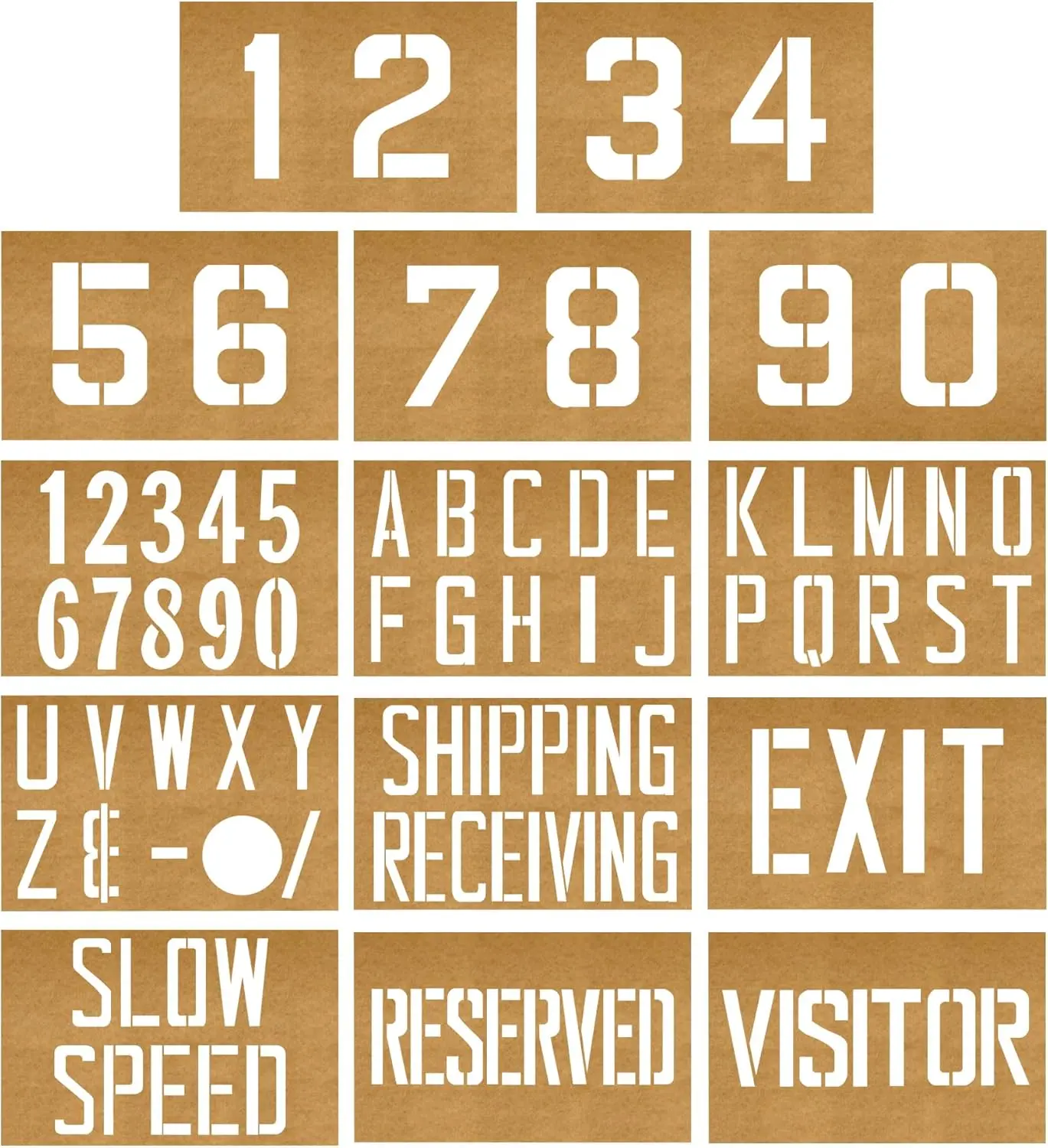 Fox Valley Paint Parking Lot Stencils - 14PCS Oil Board Factory Stencil Set, Road & Floor Marking Set, Concrete & Pavement Markers 8''x12''