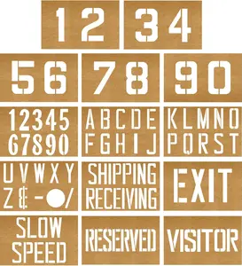 Fox Valley Paint Parking Lot Stencils - 14PCS Oil Board Factory Stencil Set, Road & Floor Marking Set, Concrete & Pavement Markers 8''x12''