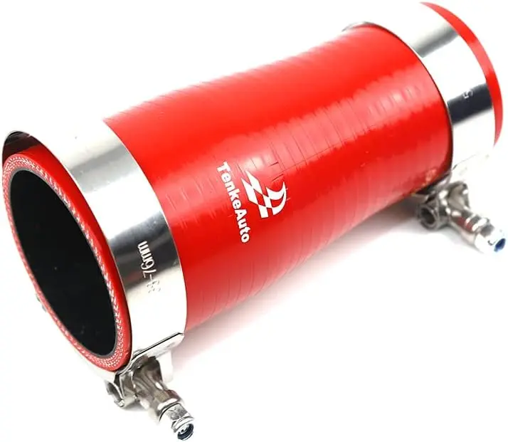 6" Length High Performance 4-Ply Reinforced 1.75"-2" ID Straight Reducer Silicone Hose Coupler With SS Bolt Clamp (Red, 1.75"-2")