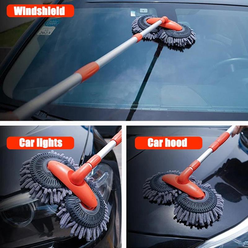Long Handle Car Wash Mop, 360 °     Rotating Retractable Brush for Cars, RV, Trucks and SUVs, for Home Cleaning