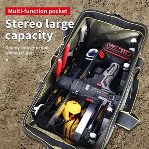 Professional Electrician Tool Bag, 1 Count Waterproof Multi-pocket Durable Oxford Tool Bag, Wear-resistant Tool Organizer for Outdoor