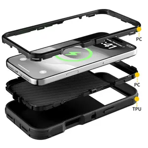 For iPhone 17 16 15 Pro Max 14 13 12 Phone Case Military Grade 3-Layer Heavy Duty Shockproof Rugged Cover Phone Accessories Handheld Smartphone Protection
