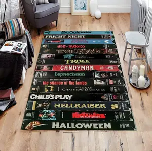 Vhs Case Design, Themed Horror, Movie Room Rug, Livingroom Rug, Room Mat, Classic Horror Movies Decor, Nostalgic Decor, Gamer Room Rug