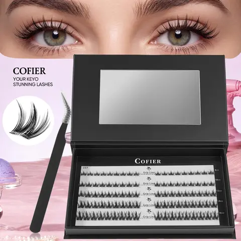 COFIER Beginner-Friendly Individual Cosmetic Eyelashes Kit - No-Glue Self-Adhesive Soft Puppy & Manga Glam, DIY Set with Tweezers, High Quality 80/100/160 Pcs for Salon-Like Eyelash & False Lash Extension Results