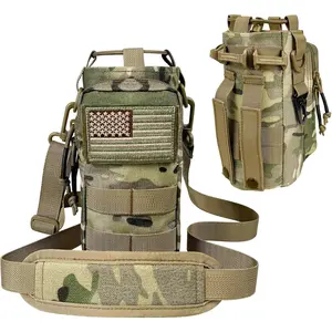 Water Bottle Holder with Strap - Tactical Insulated Water Bottle Sleeve with MOLLE System Water Bottle Cover Cross-Body Pouch for Walking Hiking Camping Gym 32oz&40oz