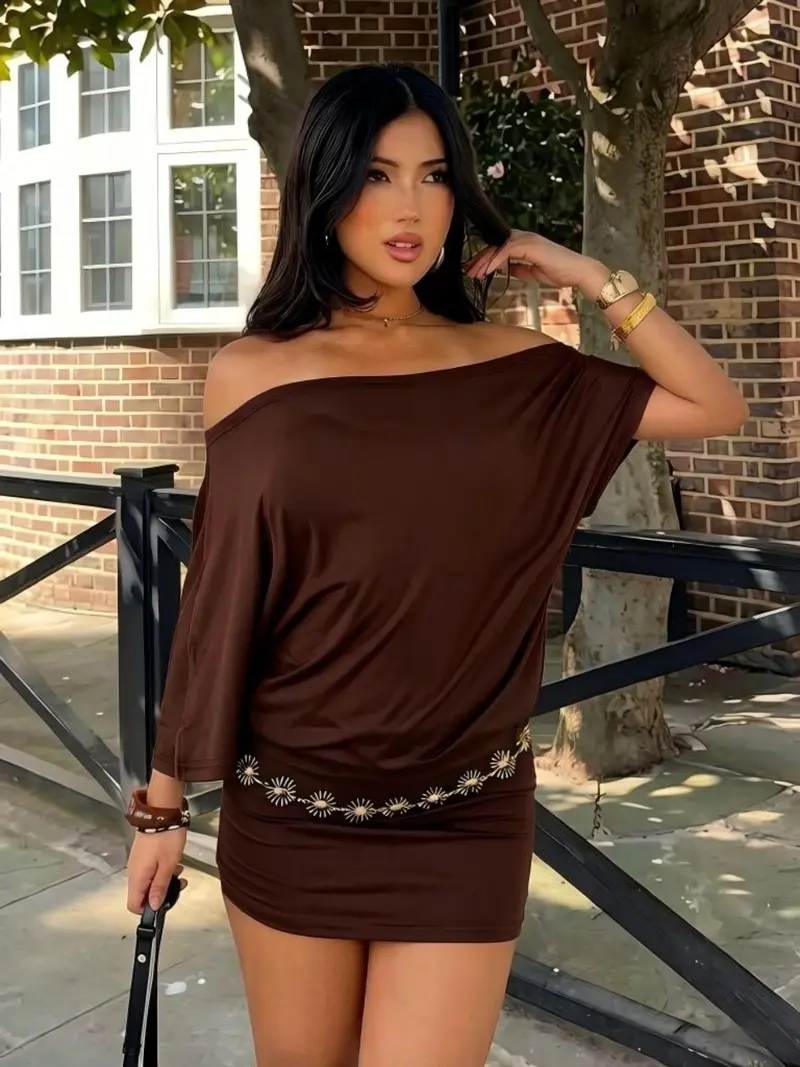 knee length dresses for ladies Wild Things Off Shoulder Leopard Mini Dress main image 1