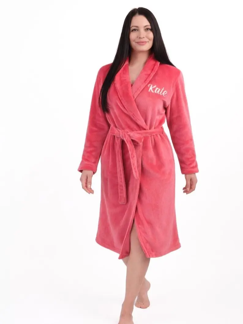 Embroidered Plush Fleece Robe: Personalized Monogrammed Bathrobe
