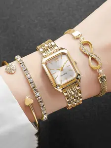 Women's Business Casual Simple Square Dial Watch, Elegant Quartz Wristwatch with Bracelet, Alloy Strap, Suitable for Daily and Festive Occasions