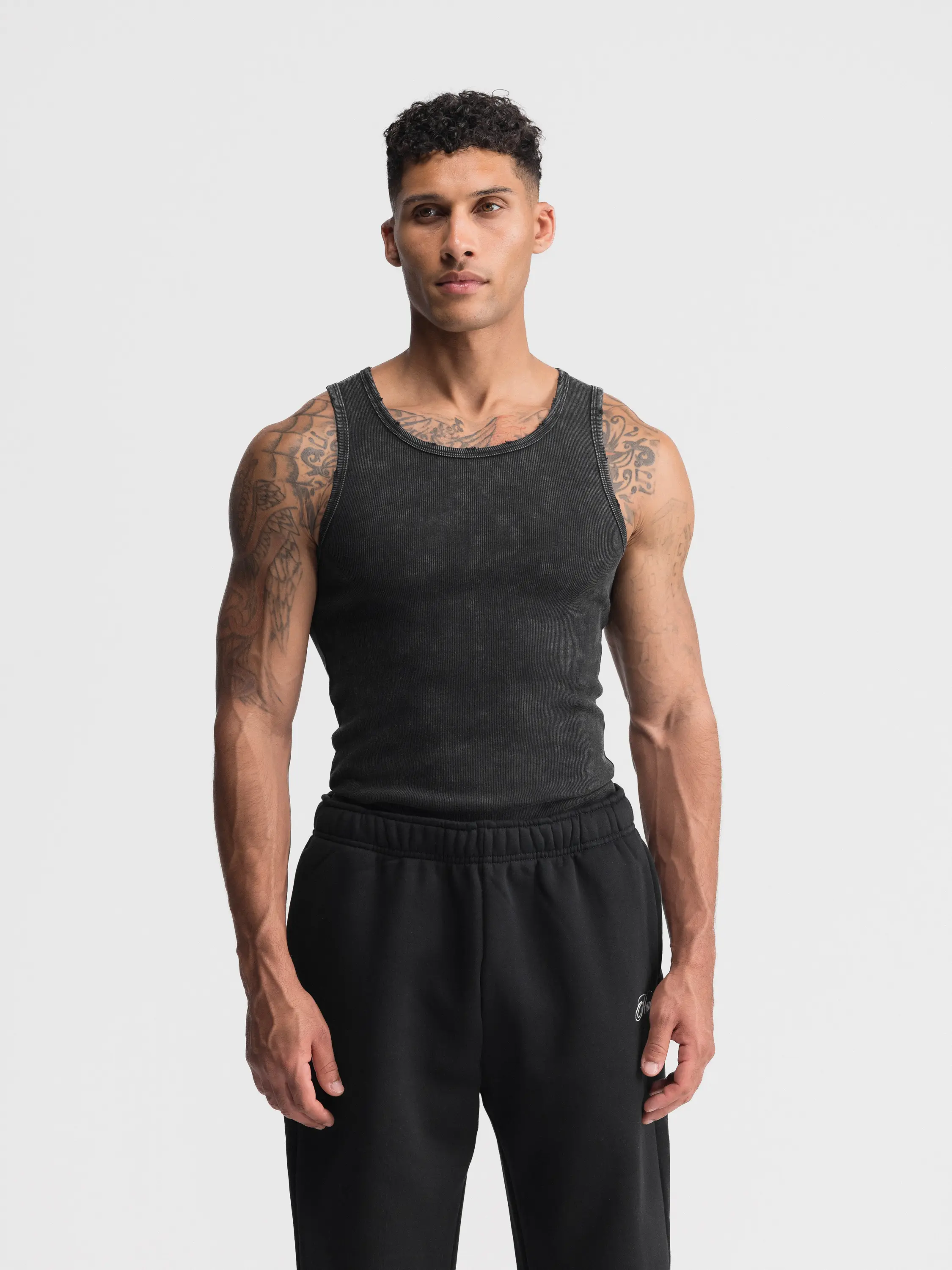 Haus | Distressed Ultra-Soft Premium Cotton Fitted Tanks | Vintage Wash