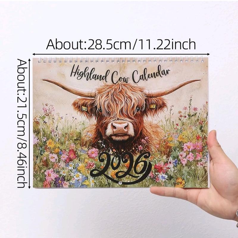 2026 Highland Cow Calendar, Desktop Calendar, Tear Off Calendar, Elegant Home Wall Art, Daily Schedule Planner, Perfect New Year Gift Idea