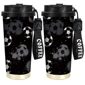 1pc 18oz Black and White Football,Stainless Steel Cups, Thermos Cups, Beverage Cups, Water Cups, Juice Cups, Tumbler, Covered, Leak Proof, Travel, Outdoor Activities, Sports, Vehicle Use, Birthday Gifts,camping,outdoor