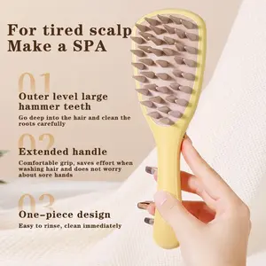 Long Handle Silicone Scalp Massager Brush, Hairbrush Head Massage Tool, Bath Body Scrub, Hair Care Accessory, Skin Exfoliating
