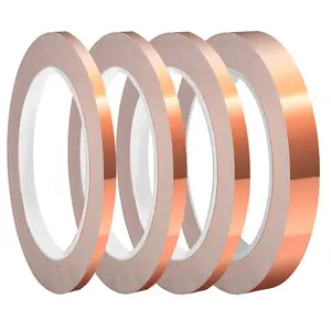 4 Pack Copper Foil Tape with Conductive Adhesive 4 Sizes (0.2/0.24/0.3/0.4Inch) x22Yards Copper Tape for Stained Glass Guitar Crafts Electrical Repairs Grounding