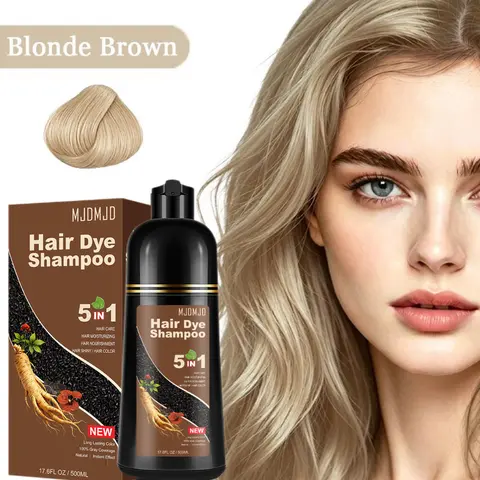 MJDMJD 5 In 1 Color-Protecting Blonde Brown Liquid Hair Color Shampoo, Paraben-Free, Hypoallergenic, 17.6 Fl Oz, Natural Shade in 10-15 Mins, Beauty & Personal Care Haircare Item