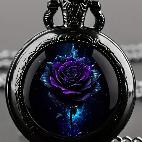 Vintage Rose Design Pocket Watch, Fashion Round Quartz Wristwatch for Women & Men, Trendy All-match & Exquisite Watch for Birthday Gift, Round Analog Dial Watch, Fashion Watches, Fashionable Wristwatches