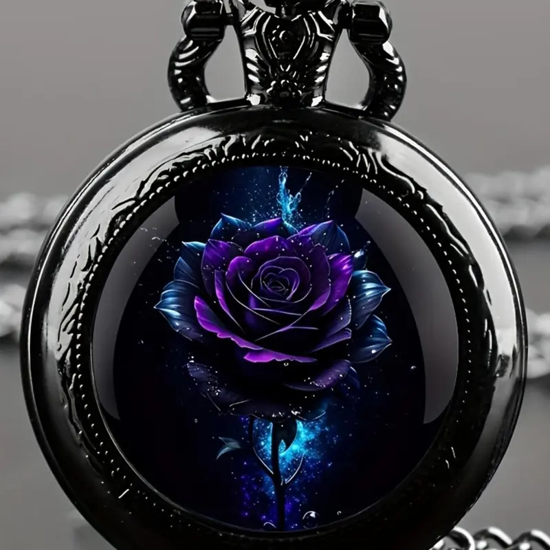 Vintage Rose Design Pocket Watch, Fashion Round Quartz Wristwatch for Women & Men, Trendy All-match & Exquisite Watch for Birthday Gift, Round Analog Dial Watch, Fashion Watches, Fashionable Wristwatches