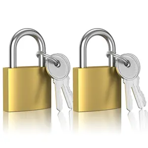 2-Pack 32mm Gold Hardened Alloy Keyed Padlocks with Keys, Indoor/Outdoor Security Locks for Luggage Safes and Gym Lockers