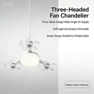 Ceiling fan with LED energy-saving light, three-color lighting, remote control, and multi-head fan design (drone-style).