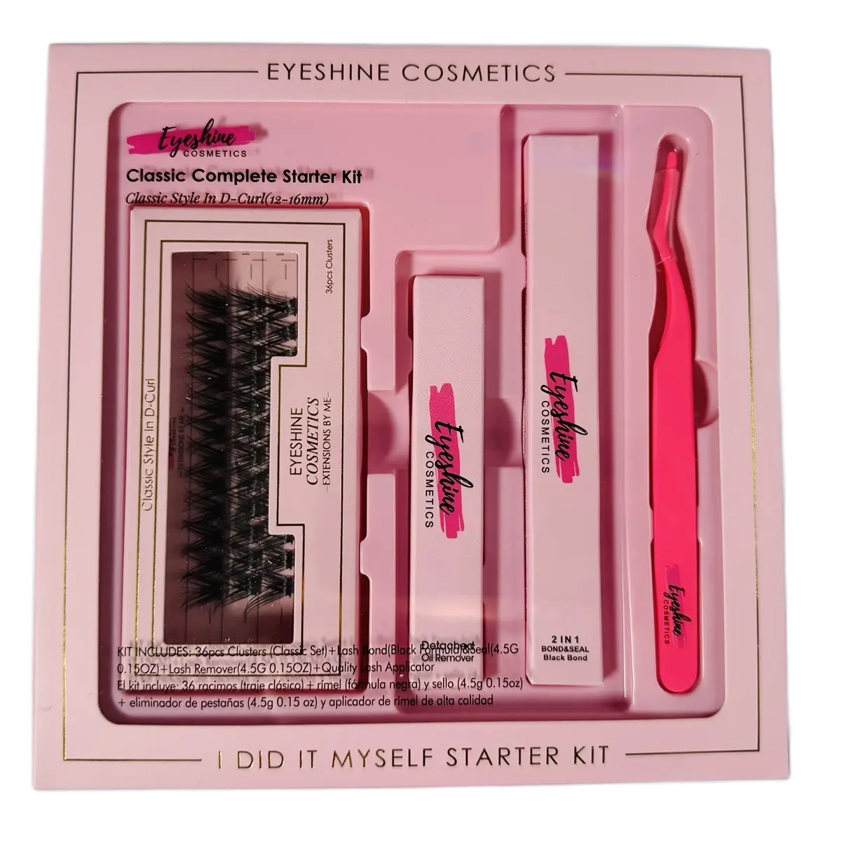 Eyeshine Classic Gift box -(black12-16mm) lashes - includes Black bond and seal, Tweezer, and Oil remover