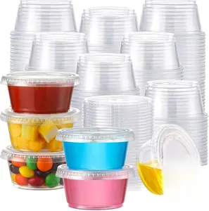 120 Sets - 2 oz Jello Shot Cups with Lids, Airtight Portion Cups, Stackable Small Plastic Containers with Lids
