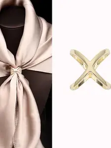 Women's Metal Shirt Collar Clips, Scarf and Belt Buckle Set, Fashion Accessories for Business and Outdoor Use, Geometric Pattern