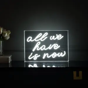 JONATHAN Y All We Have Is Now Contemporary Glam Acrylic Box USB Operated LED Neon Light; for dorm, living room, dining room, college
