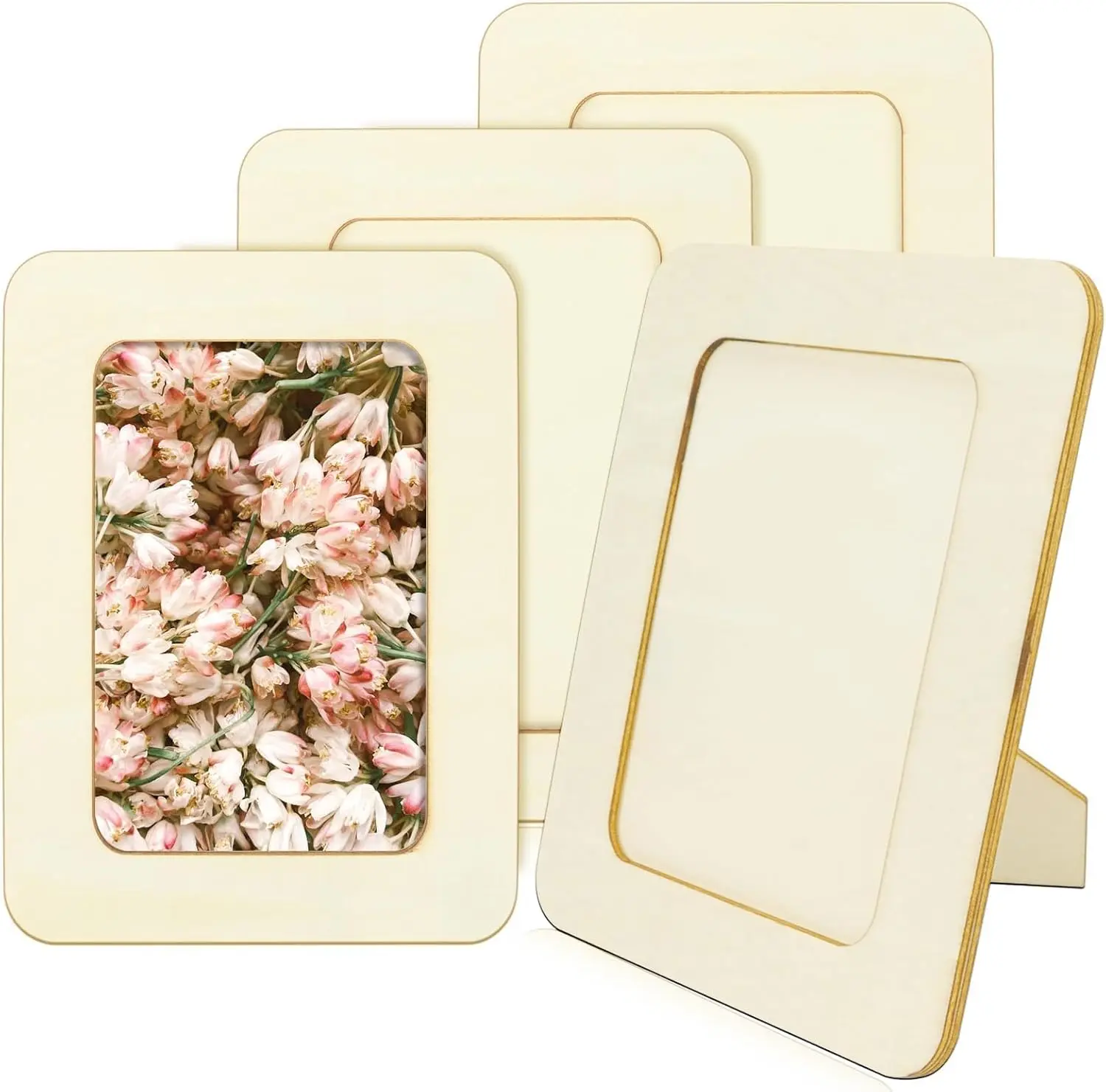 Wooden Picture Frames 4 Pack  Crafts, 4x6 Inch Wood DIY Picture Frame Crafting & Painting Unfinished Standing Photo Frame