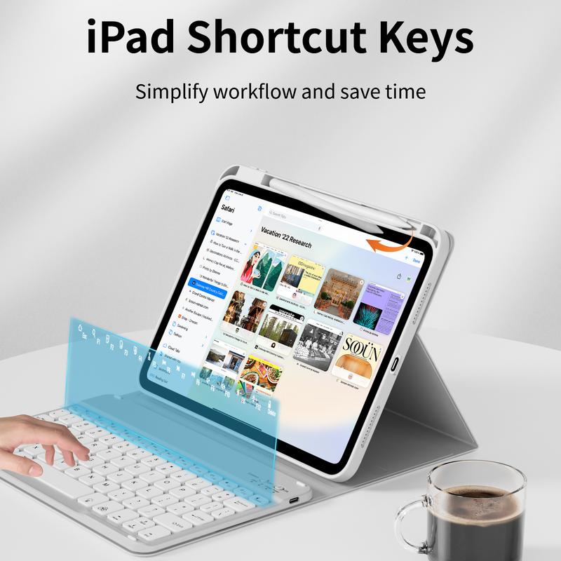 Kenke Backlit Magnetic Bluetooth Keyboard Case Foldable Multi-Angle Cover with Pencil Holder Color Options For iPad (A16)11th/10th Gen11/10.9''2025/2022,iPad Air11''M3/M2 2025/2024,Air5th/4th Gen10.9''2022/2020