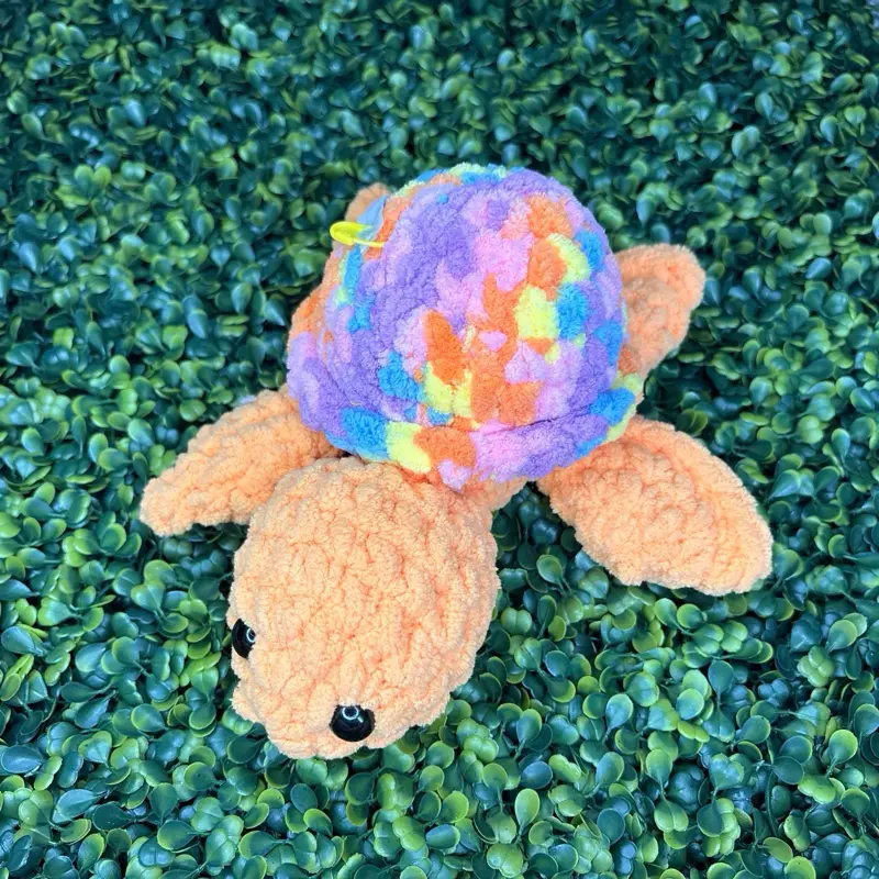 Light Orange Small Handmade Crochet Turtle Plush | Soft Sea Turtle Stuffed Animal | Cute Amigurumi Turtle Gift