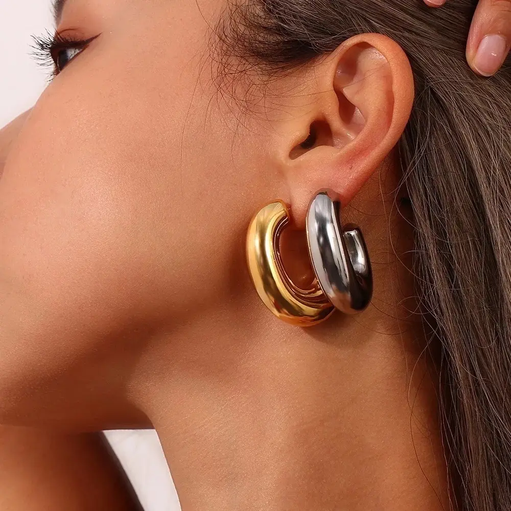 Giant hoops Elegant Ethnic Casual Female