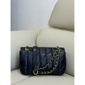 Women's quilted crossbody bag, black shoulder bag, gold chain bag, leather shoulder bag, women's classic flap bag – a perfect gift for family and friends.