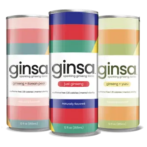 ginsa sparkling ginseng tonic, variety pack, 12-pack, caffeine-free, 20 calories, no artificial ingredients