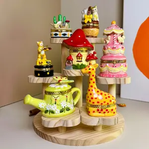 Trinket Box Hand-Painted Ceramic Hinged - Teapot, Mushroom House, Pink cake, Cow, Cactus, Cats, Jewelry Box Miniature - Vintage, cute, Animal, Home Decor, best gift for girlfriend, for family, for Her