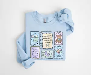 NICU Nurse Stamp Sweatshirt, Neonatal ICU Nurse Work Crewneck, Neonatal Intensive Care Unit Nurse Gifts, NICU Crew Coquette Group Crewneck Cotton Fabric