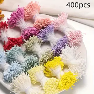 400pcs 2mm Multicolor Artificial Flower Core Stone Powder Beads, Rose Lily Heart Matte Hair Accessories DIY Headwear Fake Flowers Material, DIY Beading Accessories