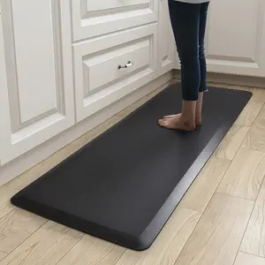 44x150cm Anti-Fatigue Kitchen Standing Mat, PVC Leather Non-Slip Waterproof Oil-Resistant Thick Rubber Base for Office Laundry Room Bathroom