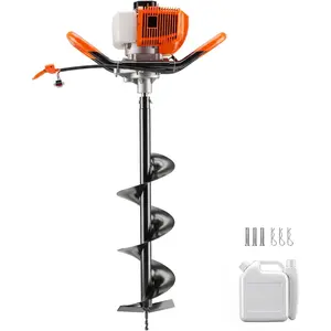 Post Hole Digger Gas Powered, 43 Cc 2 Stroke Augers & Posthole Diggers with 8" Drill Bit, EPA Compliant Post Hole Gas Auger for Farmland,Garden and Plant home high power stand lawn mower zero turn Cordless Brushless vegetable multifunctional