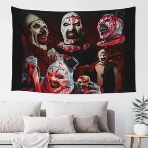 Falqeud Terrifier 2 Tapestry Wall Hanging Home Decoration Wall Blanket Dormitory Living Room Bedroom Backdrop Poster