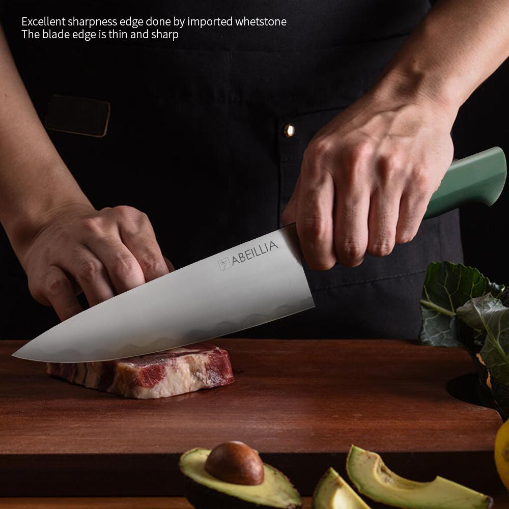 Chef Kitchen Knife, For Daily Home Cooking & Pro Kitchens, AUS-10 Edge with 2Cr13 Back Steel, Precision Flat Grind Performance, Japanese Artisan Craft & G10 Non-Slip Grip – Home Chef & Collector Gift for Cooking Enthusiasts | Abeillia Saturn 8 Inch