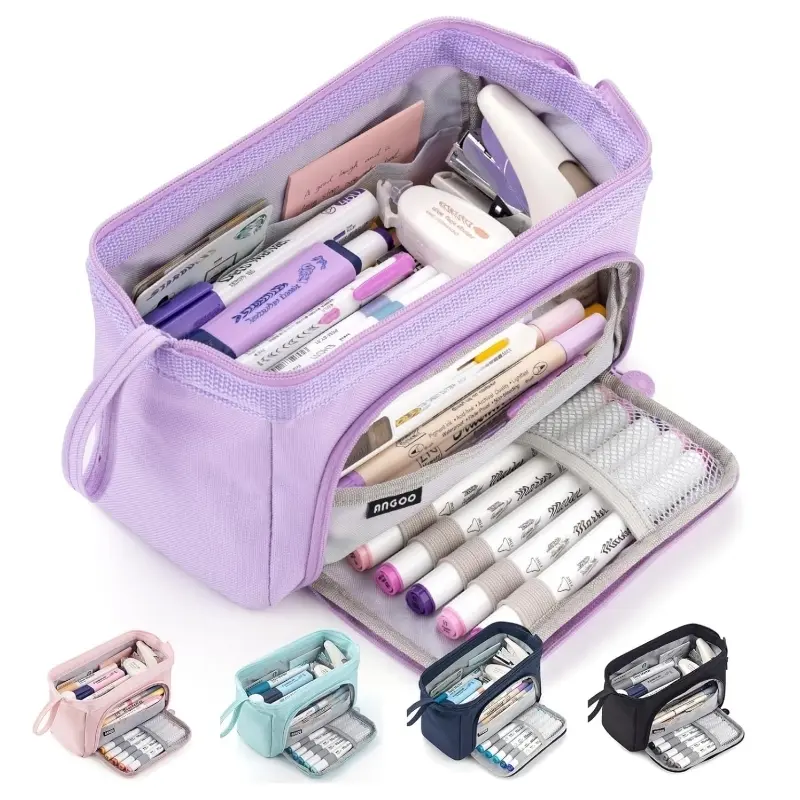 Large Capacity Stationery Storage Bag, Handheld Large Pen Box, Pencil Bag, Girls Makeup Organizer, Unisex Student School Office Supplies