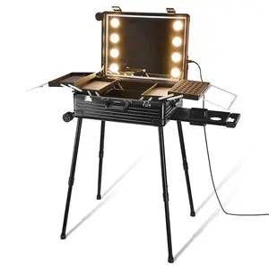 Byootique Rolling Makeup Case 26 Inch LED Lighted Mirror Cosmetic Travel Trolley