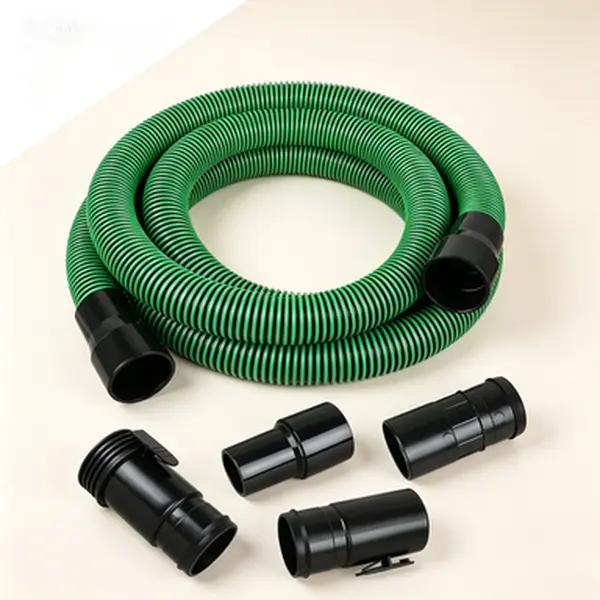 13ft 1-7/8in Vacuum Hose Kit with 2-1/2in Fittings Attachments for Wet/Dry Shop Vacuums Workshop Replacement Hose 6-Piece Set Fits Most Vacuum Cleaners (BLACK GREEN)