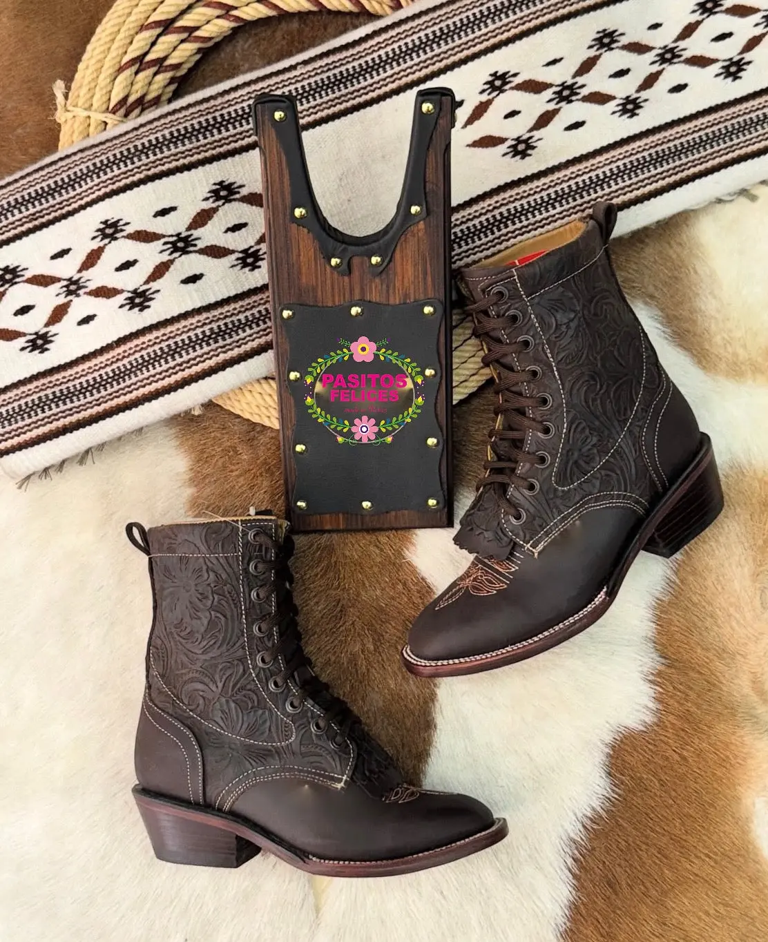 Botas Tacón Cubano  Lacer - Round Toe Chocolate
