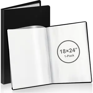 A2 Heavy Duty Binder with Plastic Sleeves 18 x 24 Inch Portfolio Folder with 30 Clear Sheet Protectors Art Portfolio Folder for Artwork Poster Protector for Paper Album Storage Display (Black)
