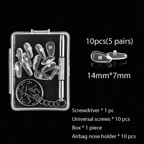 Screw-In Eyeglasses Nose Pad Set - 5 Pairs of 15mm Upgraded Soft Silicone Air Chamber Pads, Universal Screw-Fit, Non-Slip Grips, Adapts to Many Frames, Includes Fitting Hardware & Micro Screwdriver, Gentle Feel, Eyeglasses Nose Pads