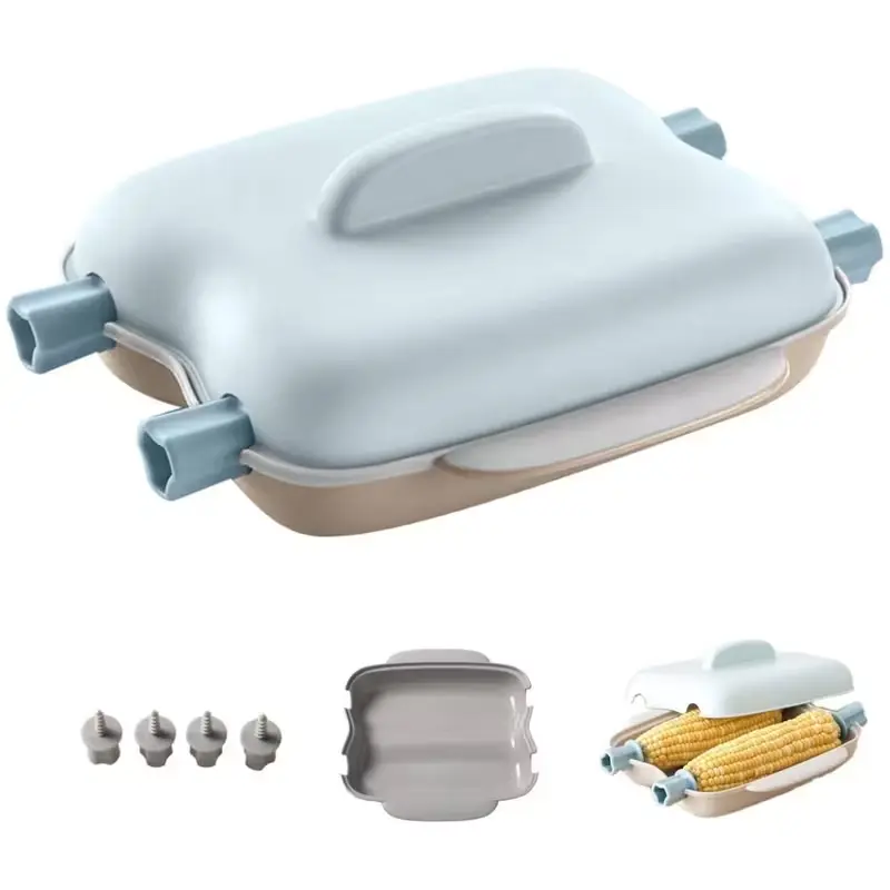 Microwave Corn On The Cob Cooker, Microwave Steamer Plastic Microwave Corn Steamer with Lid Corn Cooker Vegetable and Fish Steamer Airtight Lid Steams