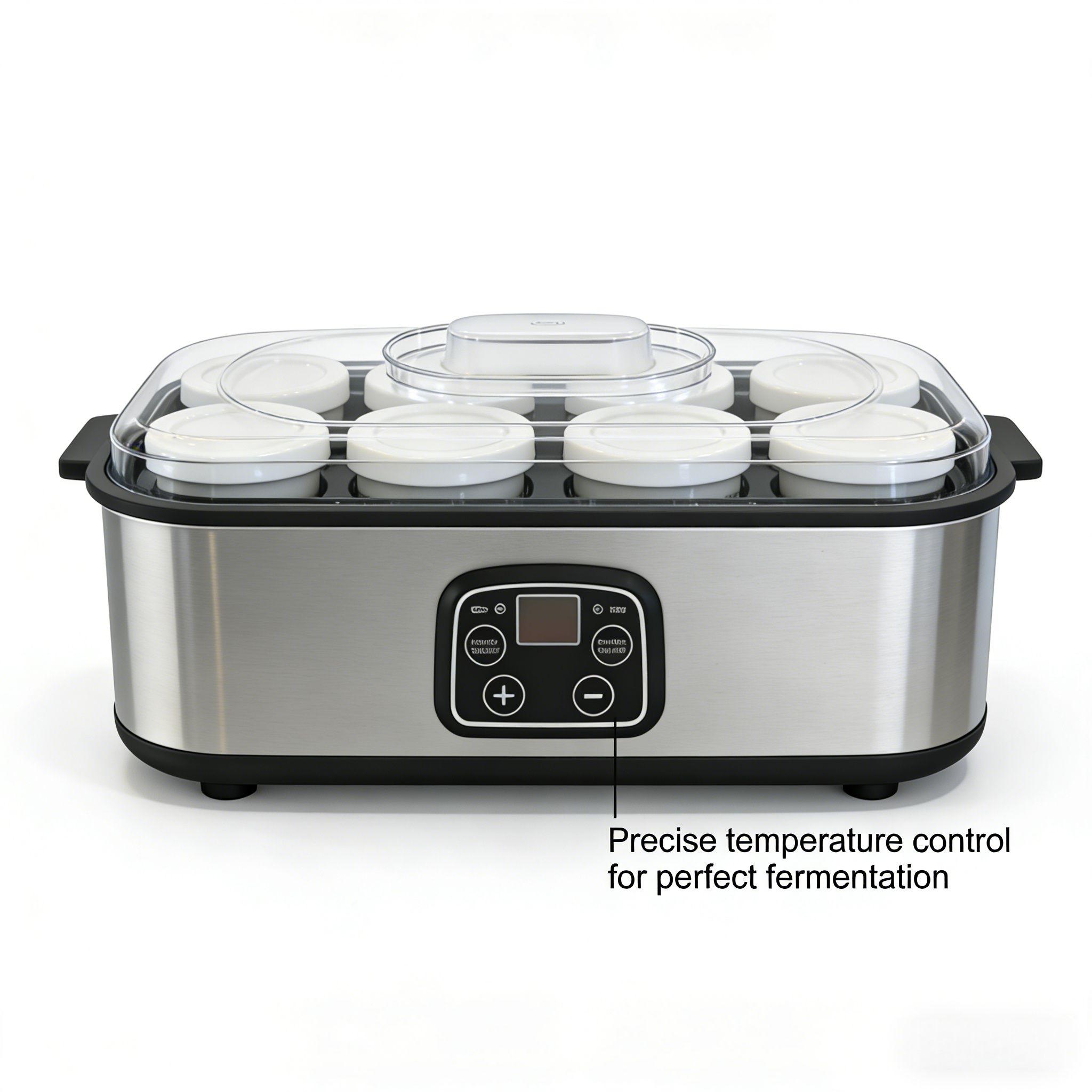 Electric Yogurt Maker Machine, 8 Jars Stainless Steel Yogurt Fermenter with 5 FREE Gifts: Bottle Opener, Egg Separator, Dish Sponge, Cleaning Cloth, Jam Spreader