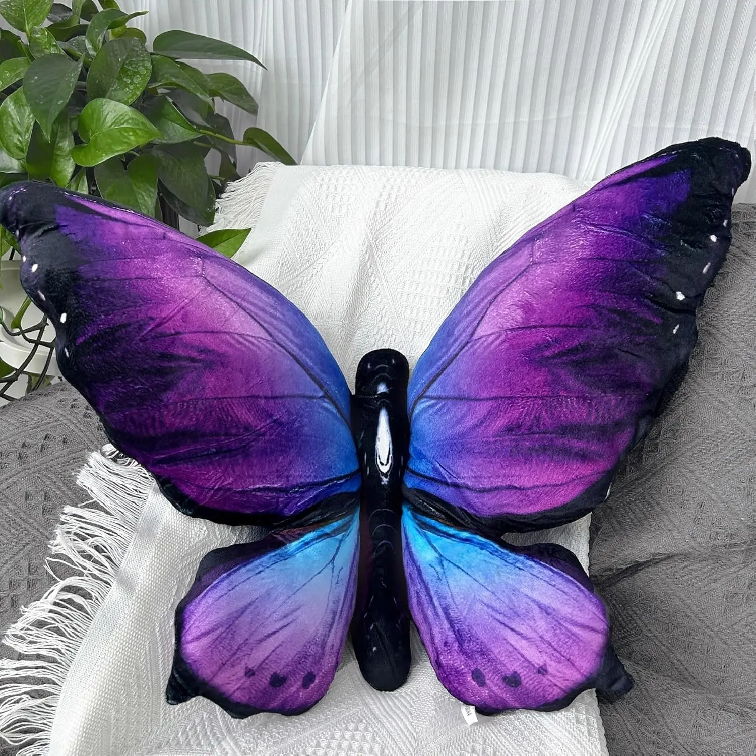 Butterfly Decorations Pillow Decorative Throw-Pillow Stuffed Animal Plush Gifts for Women Decor for Room Home Garden Bedroom Decor Living Room Decor Giant Butterfly Bedroom Accessories Fluffy Stuffed Cushion Soft Furry Cushion