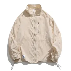 Unisex Ice Silk Sun Protection Jacket, Casual Stand-Collar Lightweight & Breathable Top for Summer Outdoor Cycling, Tops