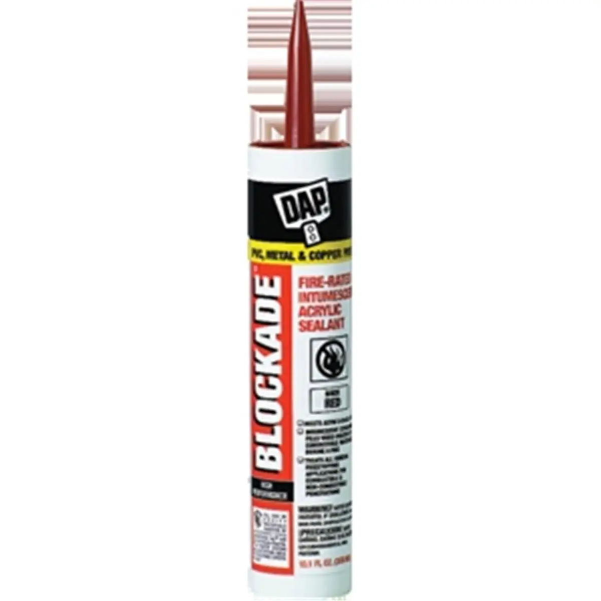 Dap 18858 Intumescent Sealant - 10 oz Red Blockade Sealant Sealers with Excellent Adhesion, Firestopping, Flexiblefill, for Penetrations, Unprime Surfaces, Ounces